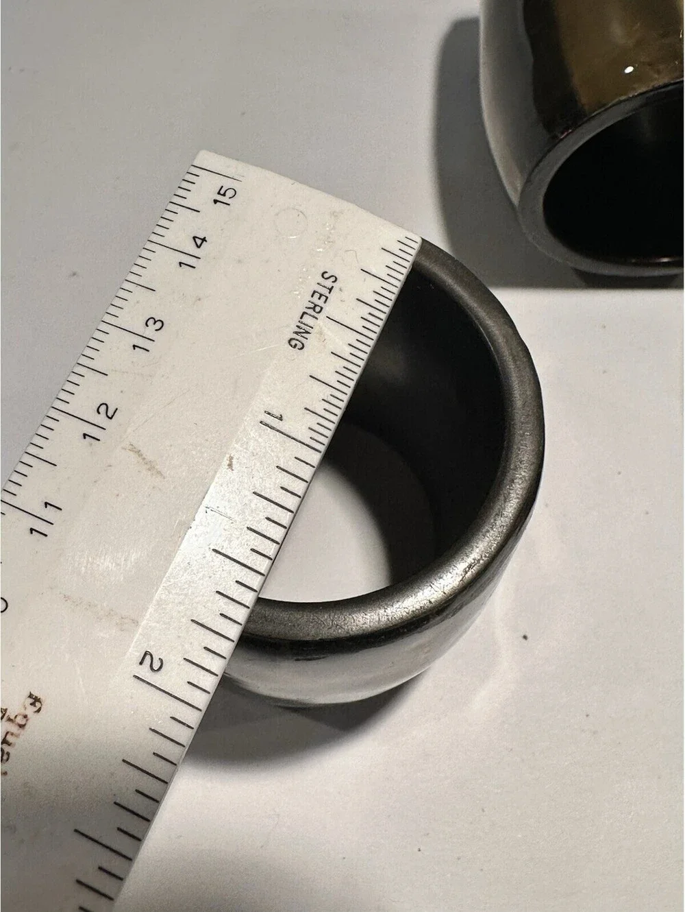 VTG Faux Horn Napkin Rings Set of 3 Dark Brown Black Polished Barrel Table Decor